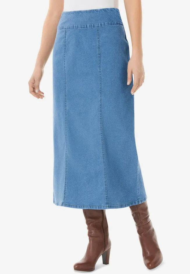 Smooth Waist Pull-On Flex Fit Denim Skirt