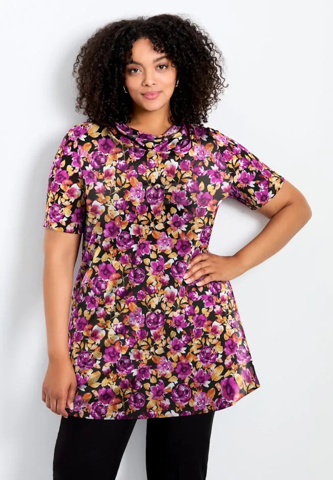 Cowl Neck Short Sleeve Top
