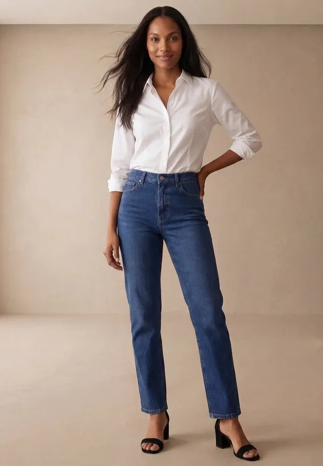 Classic Cotton Denim Straight-Leg Jean