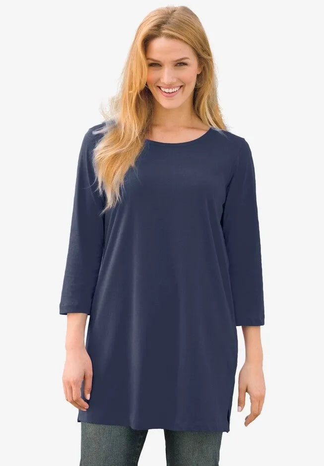 Perfect Three-Quarter-Sleeve Scoopneck Tunic