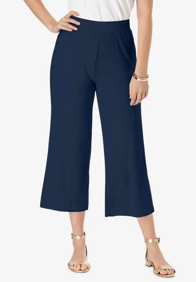 Everyday Stretch Knit Wide Leg Crop Pant