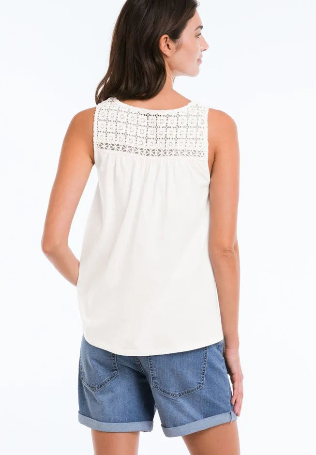 100% Cotton Crochet Scoop Neck A-Line Tank