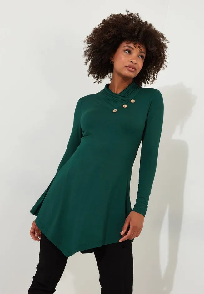 Stretch Knit Asymmetrical Tunic
