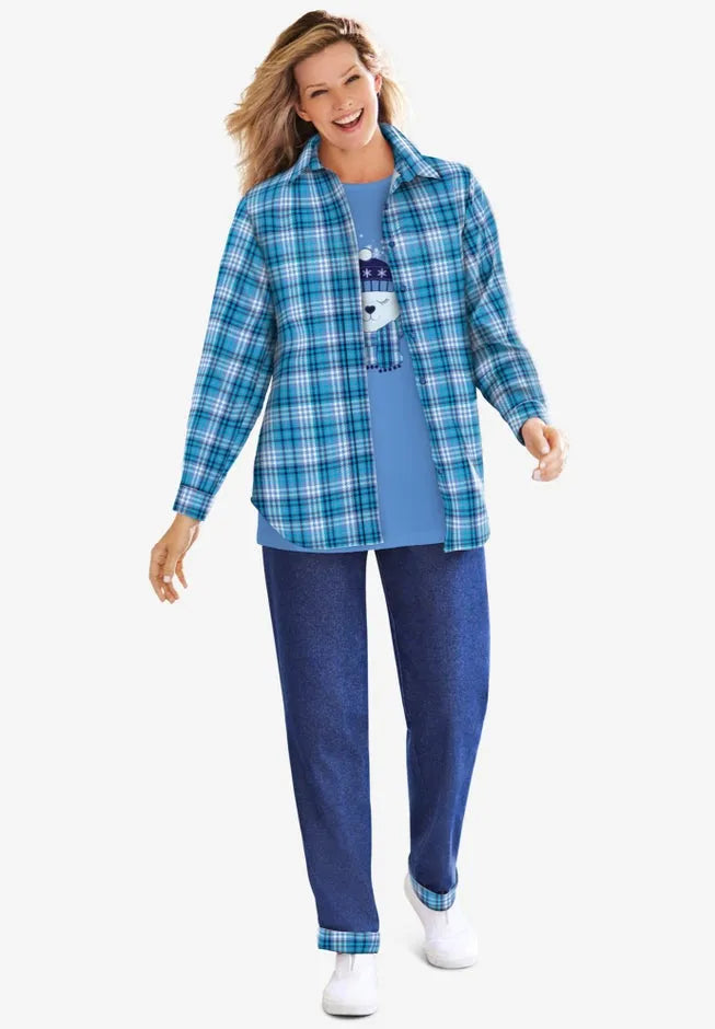 Two-Piece Flannel Shirt and Tee