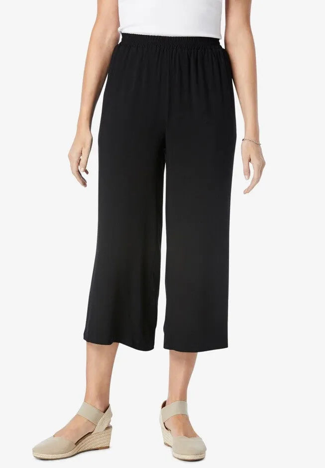 Pull-On Elastic-Waist Soft Capri