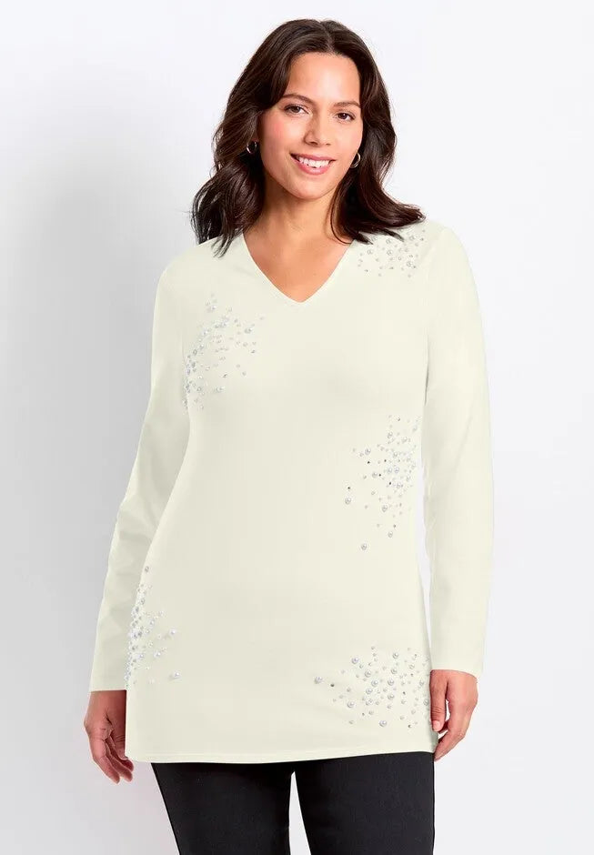 Embellished V-Neck Tunic