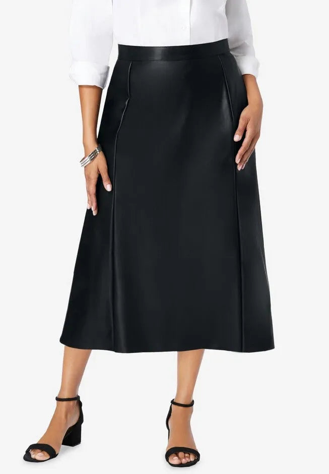 Faux Leather Midi Skirt