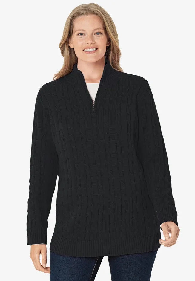 Cable Knit Half-Zip Pullover Sweater