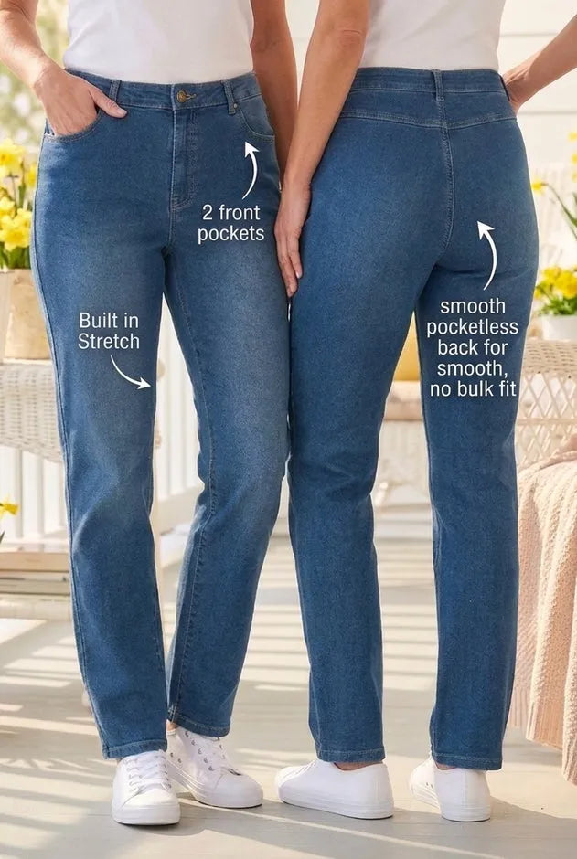 Smooth Back Stretch Straight Leg Jean
