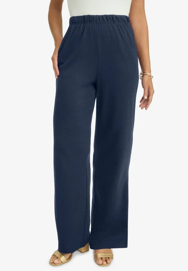 Soft Ease Cotton Knit Wide Leg Pant