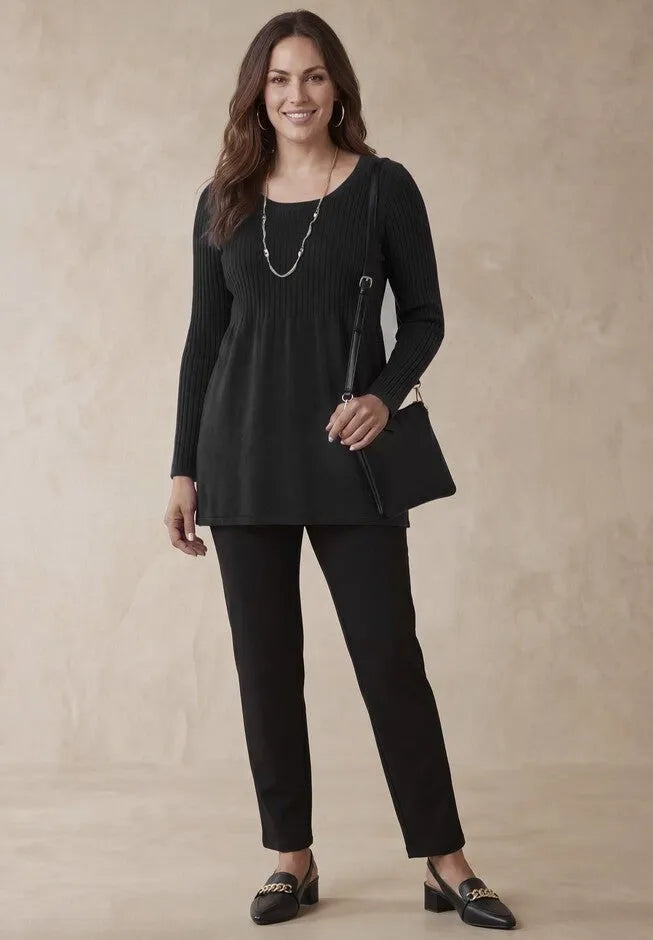 Ribbed Baby Doll Tunic Sweater