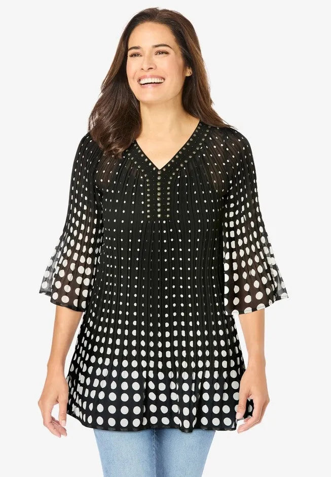 Embellished Pleated Blouse
