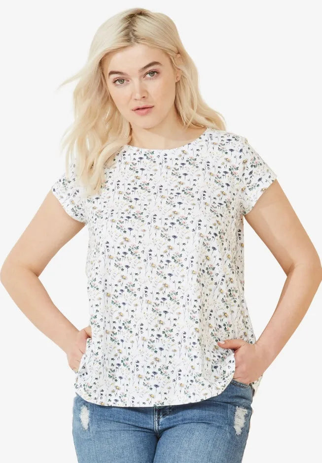 Cotton Jersey Slub Cap Sleeve Trapeze Tee