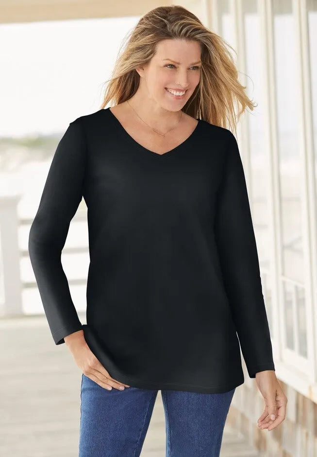 Perfect Long-Sleeve V-Neck Tee