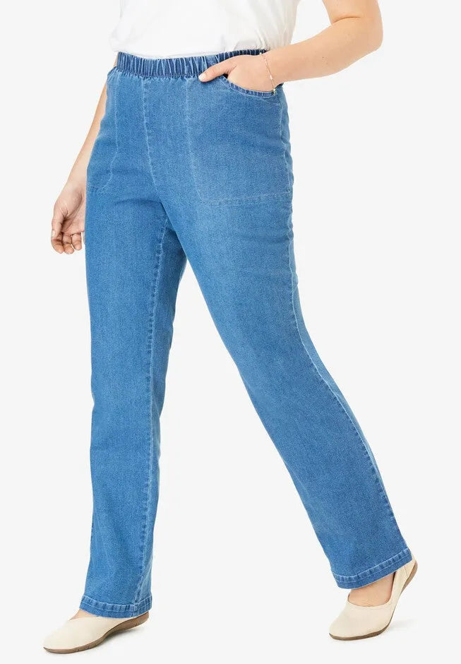 Fineline Stretch Denim Pull-On Bootcut Jeans