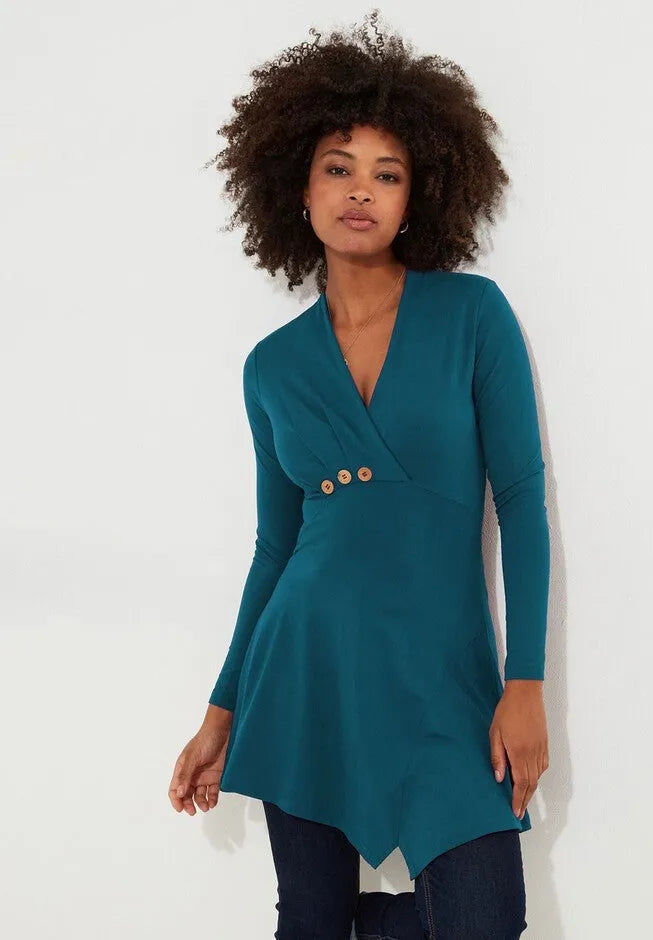 Stretch Knit Asymmetrical Tunic